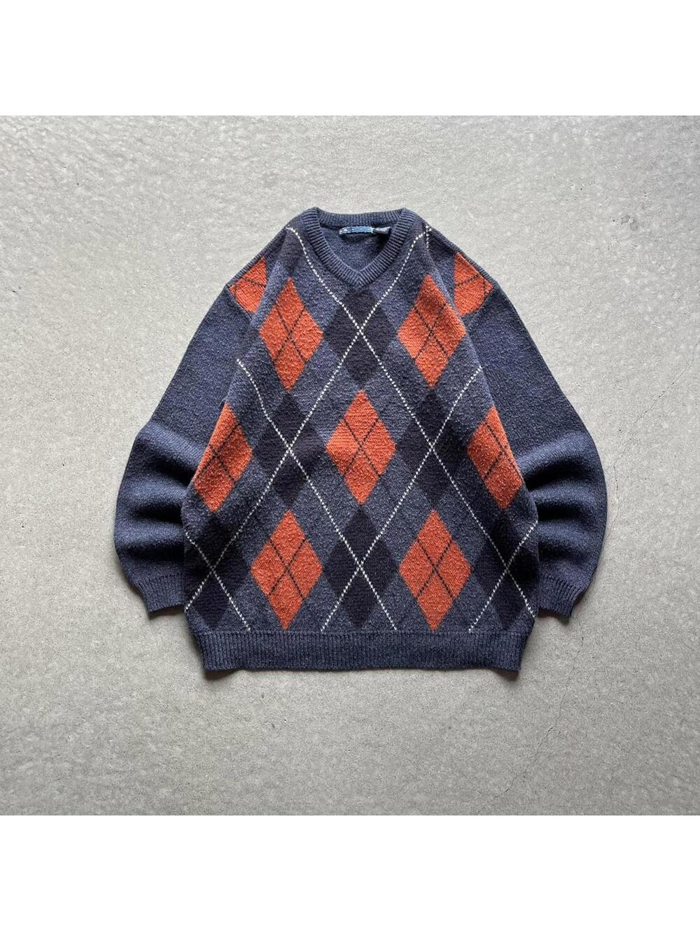 Vintage 90s Diamond Pattern Argyle Sweater